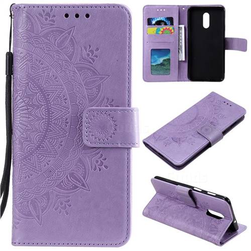 Intricate Embossing Datura Leather Wallet Case for OnePlus 7 - Purple