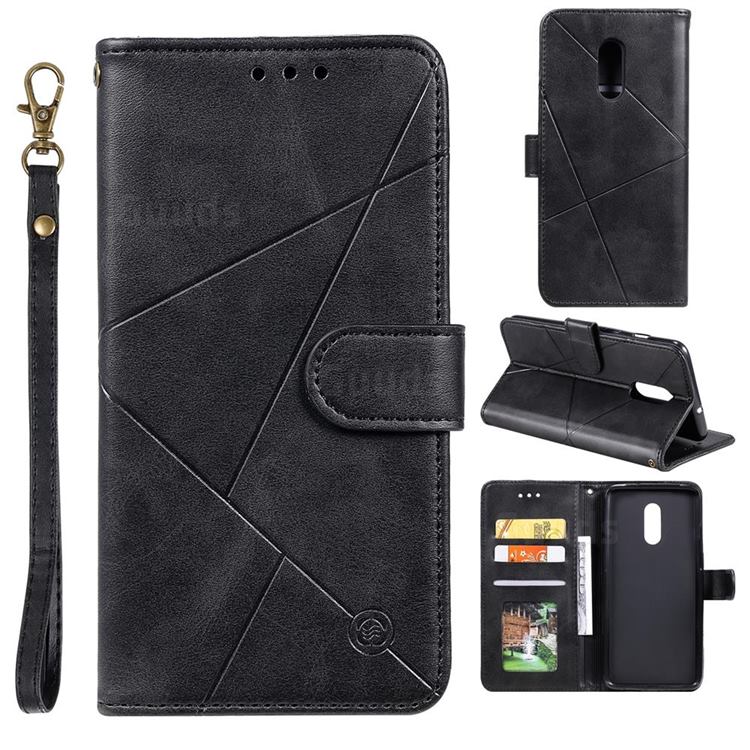 Embossing Geometric Leather Wallet Case for OnePlus 7 - Black