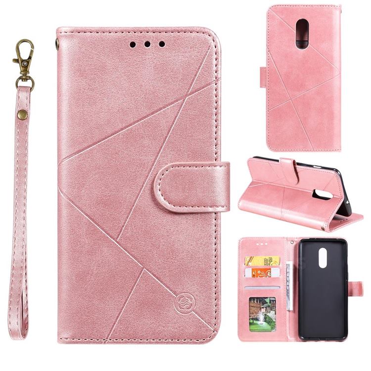 Embossing Geometric Leather Wallet Case for OnePlus 7 - Rose Gold