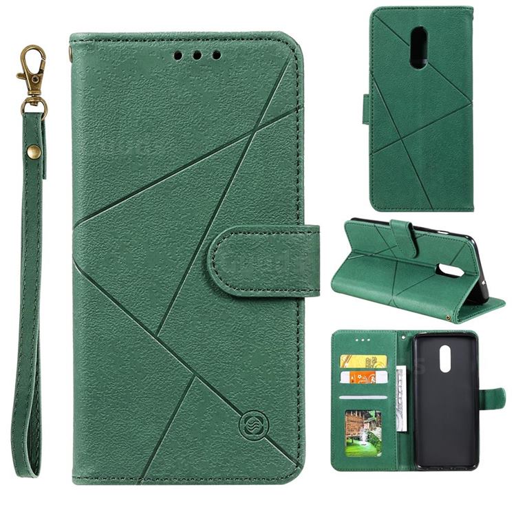 Embossing Geometric Leather Wallet Case for OnePlus 7 - Green