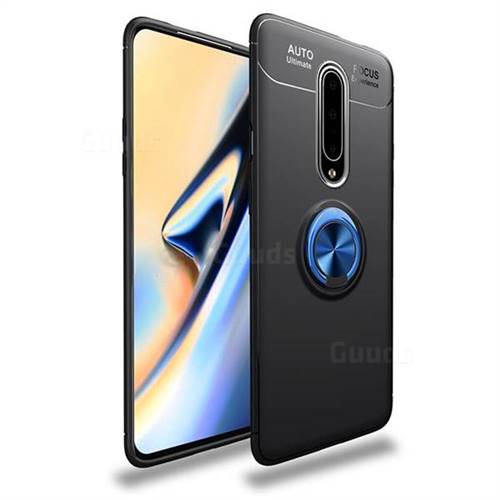 Auto Focus Invisible Ring Holder Soft Phone Case for OnePlus 7 Pro - Black Blue