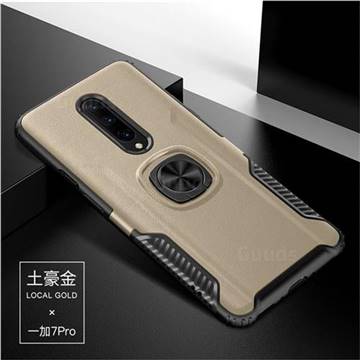 Knight Armor Anti Drop PC + Silicone Invisible Ring Holder Phone Cover for OnePlus 7 Pro - Champagne