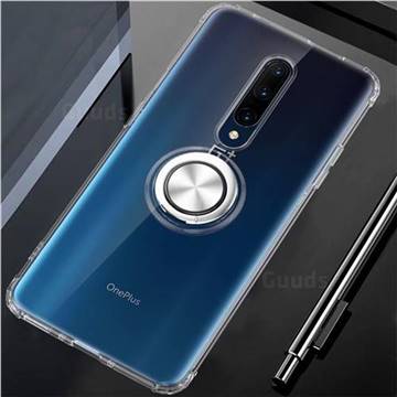 Anti-fall Invisible Press Bounce Ring Holder Phone Cover for OnePlus 7 Pro - Transparent