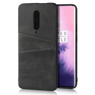 Simple Calf Card Slots Mobile Phone Back Cover for OnePlus 7 Pro - Black