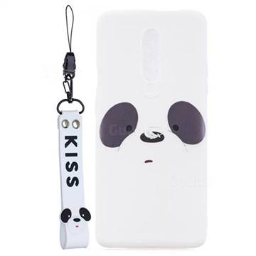 White Feather Panda Soft Kiss Candy Hand Strap Silicone Case for OnePlus 7 Pro