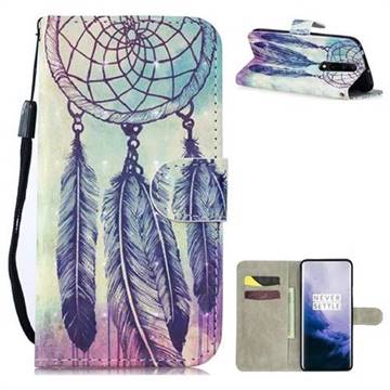 Feather Wind Chimes 3D Painted Leather Wallet Phone Case for OnePlus 7 Pro