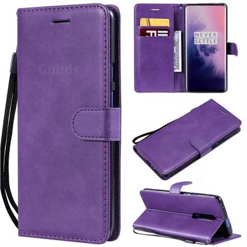 Retro Greek Classic Smooth PU Leather Wallet Phone Case for OnePlus 7 Pro - Purple