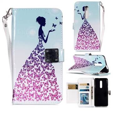 Butterfly Princess 3D Shiny Dazzle Smooth PU Leather Wallet Case for OnePlus 7 Pro