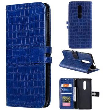 Luxury Crocodile Magnetic Leather Wallet Phone Case for OnePlus 7 Pro - Blue