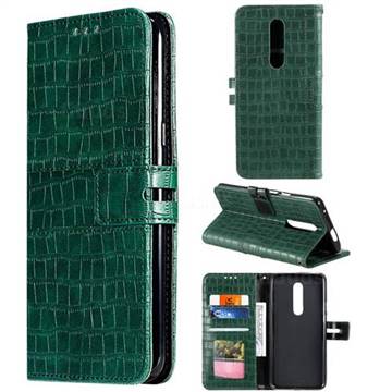 Luxury Crocodile Magnetic Leather Wallet Phone Case for OnePlus 7 Pro - Green