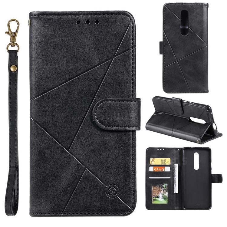 Embossing Geometric Leather Wallet Case for OnePlus 7 Pro - Black