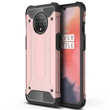 King Kong Armor Premium Shockproof Dual Layer Rugged Hard Cover for OnePlus 7T - Rose Gold