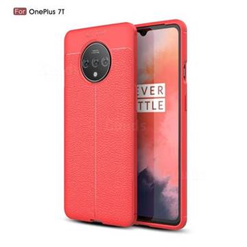 Luxury Auto Focus Litchi Texture Silicone TPU Back Cover for OnePlus 7T - Red