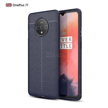 Luxury Auto Focus Litchi Texture Silicone TPU Back Cover for OnePlus 7T - Dark Blue