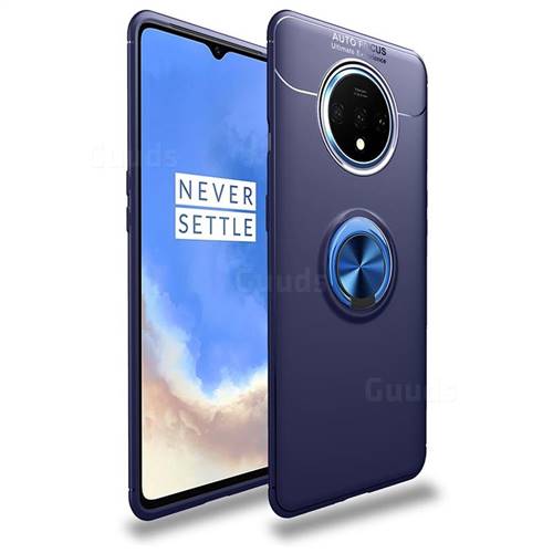 Auto Focus Invisible Ring Holder Soft Phone Case for OnePlus 7T - Blue