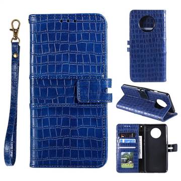 Luxury Crocodile Magnetic Leather Wallet Phone Case for OnePlus 7T - Blue
