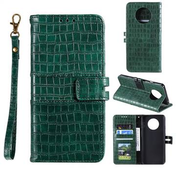 Luxury Crocodile Magnetic Leather Wallet Phone Case for OnePlus 7T - Green