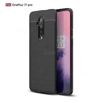 Luxury Auto Focus Litchi Texture Silicone TPU Back Cover for OnePlus 7T Pro - Black