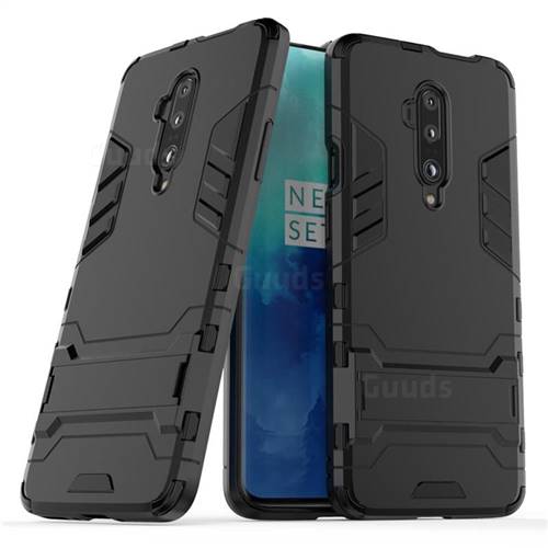 Armor Premium Tactical Grip Kickstand Shockproof Dual Layer Rugged Hard Cover for OnePlus 7T Pro - Black