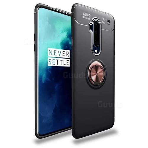 Auto Focus Invisible Ring Holder Soft Phone Case for OnePlus 7T Pro - Black Gold