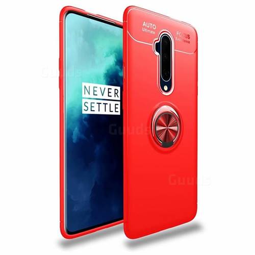 Auto Focus Invisible Ring Holder Soft Phone Case for OnePlus 7T Pro - Red