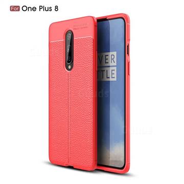Luxury Auto Focus Litchi Texture Silicone TPU Back Cover for OnePlus 8 - Red