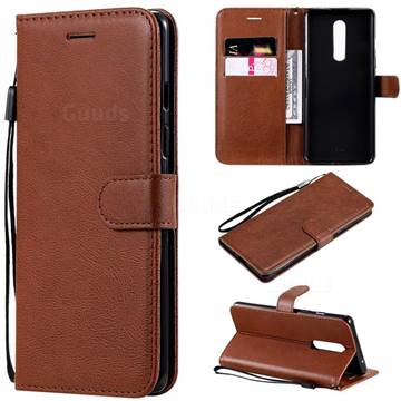 Retro Greek Classic Smooth PU Leather Wallet Phone Case for OnePlus 8 - Brown