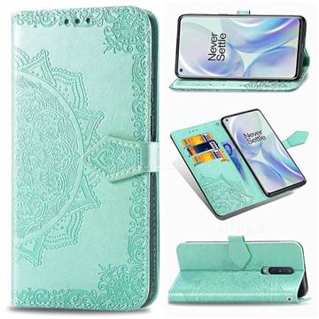 Embossing Imprint Mandala Flower Leather Wallet Case for OnePlus 8 - Green