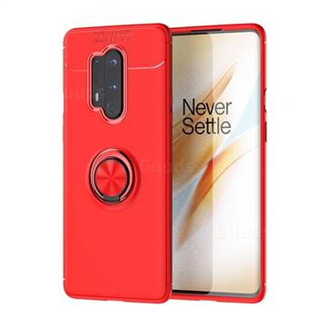 Auto Focus Invisible Ring Holder Soft Phone Case for OnePlus 8 Pro - Red