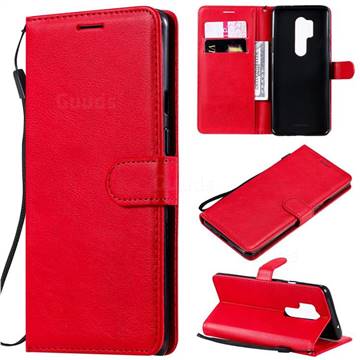 Retro Greek Classic Smooth PU Leather Wallet Phone Case for OnePlus 8 Pro - Red