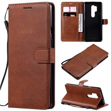 Retro Greek Classic Smooth PU Leather Wallet Phone Case for OnePlus 8 Pro - Brown