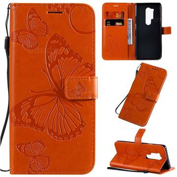 Embossing 3D Butterfly Leather Wallet Case for OnePlus 8 Pro - Orange
