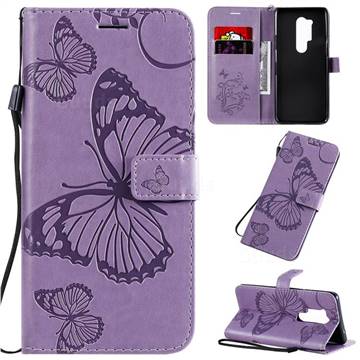 Embossing 3D Butterfly Leather Wallet Case for OnePlus 8 Pro - Purple