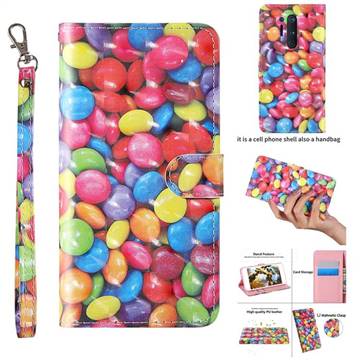 Colorful Jelly Beans 3D Painted Leather Wallet Case for OnePlus 8 Pro