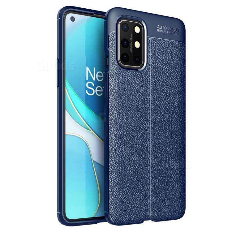 Luxury Auto Focus Litchi Texture Silicone TPU Back Cover for OnePlus 8T - Dark Blue