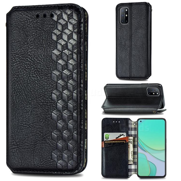 Ultra Slim Fashion Business Card Magnetic Automatic Suction Leather Flip Cover for OnePlus 8T - Black