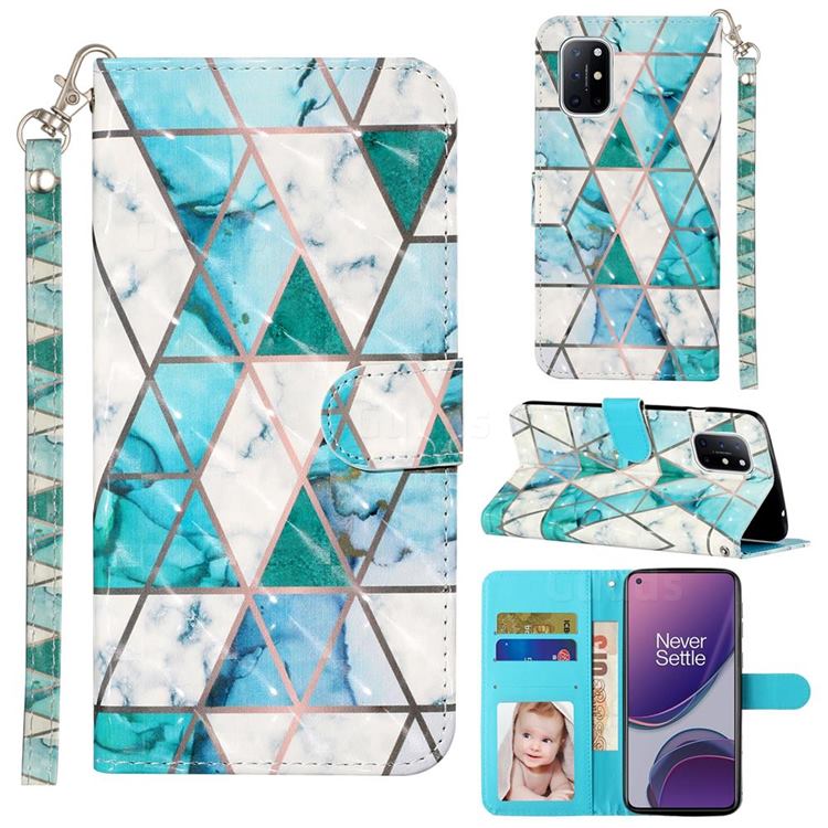 Stitching Marble 3D Leather Phone Holster Wallet Case for OnePlus 8T