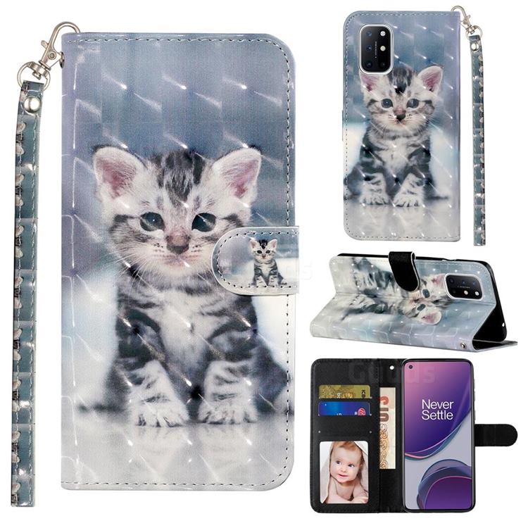 Kitten Cat 3D Leather Phone Holster Wallet Case for OnePlus 8T