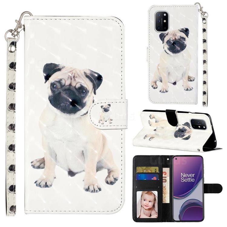 Pug Dog 3D Leather Phone Holster Wallet Case for OnePlus 8T