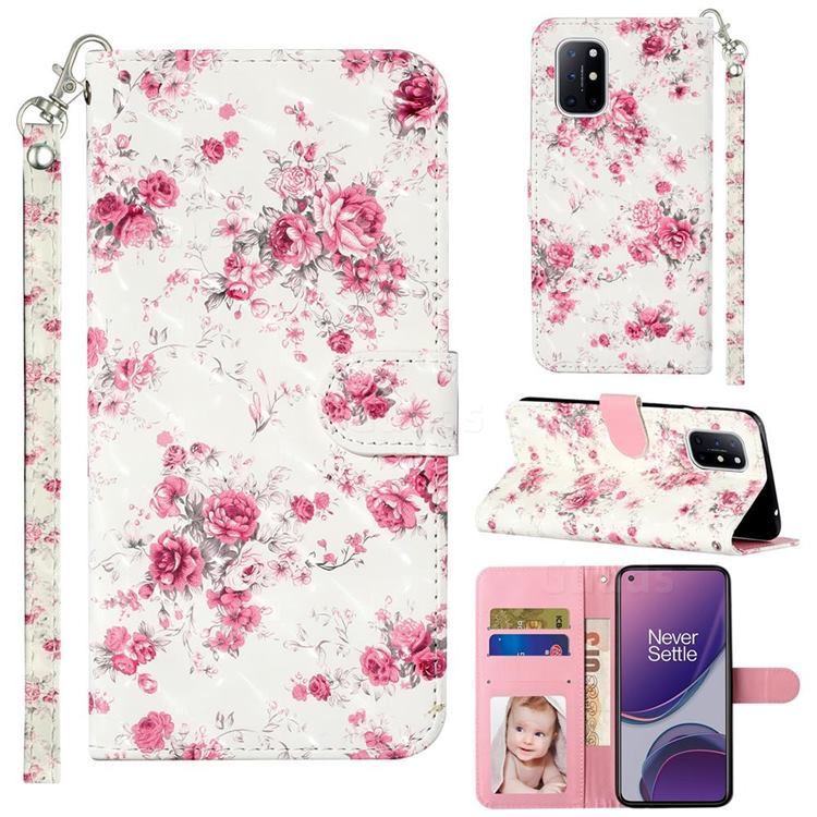 Rambler Rose Flower 3D Leather Phone Holster Wallet Case for OnePlus 8T