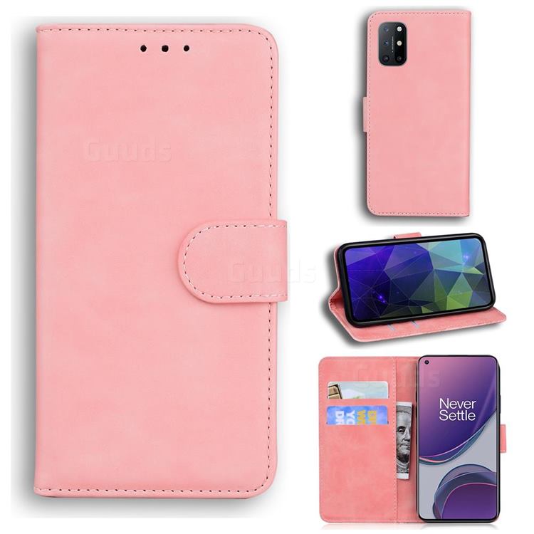 Retro Classic Skin Feel Leather Wallet Phone Case for OnePlus 8T - Pink