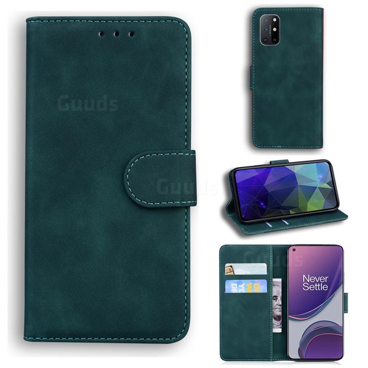 Retro Classic Skin Feel Leather Wallet Phone Case for OnePlus 8T - Green