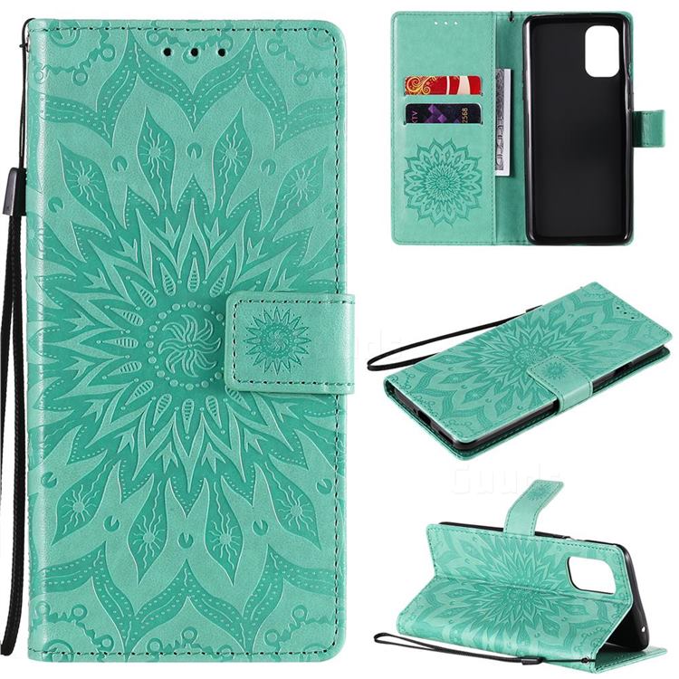 Embossing Sunflower Leather Wallet Case for OnePlus 8T - Green
