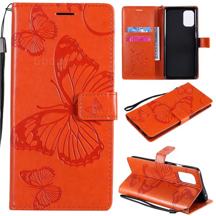 Embossing 3D Butterfly Leather Wallet Case for OnePlus 8T - Orange