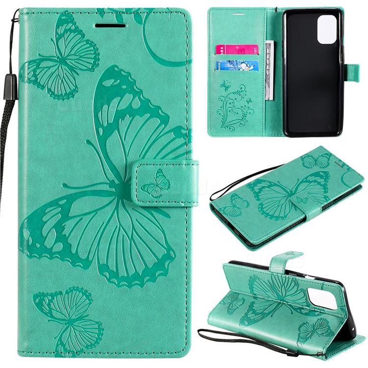 Embossing 3D Butterfly Leather Wallet Case for OnePlus 8T - Green