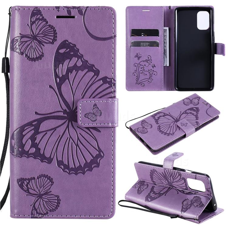Embossing 3D Butterfly Leather Wallet Case for OnePlus 8T - Purple