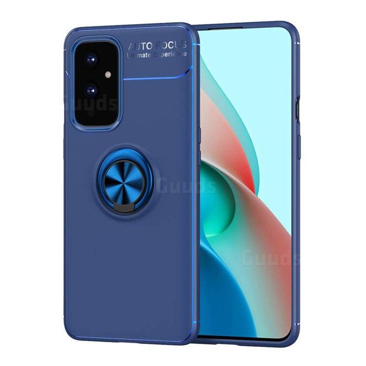 Auto Focus Invisible Ring Holder Soft Phone Case for OnePlus 9 - Blue