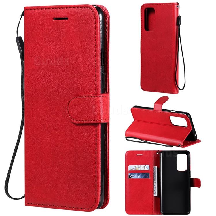 Retro Greek Classic Smooth PU Leather Wallet Phone Case for OnePlus 9 - Red