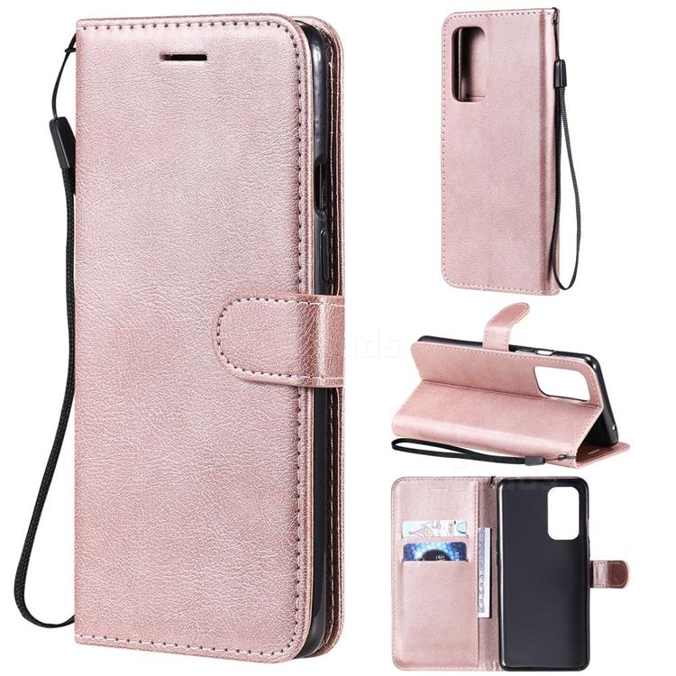 Retro Greek Classic Smooth PU Leather Wallet Phone Case for OnePlus 9 - Rose Gold