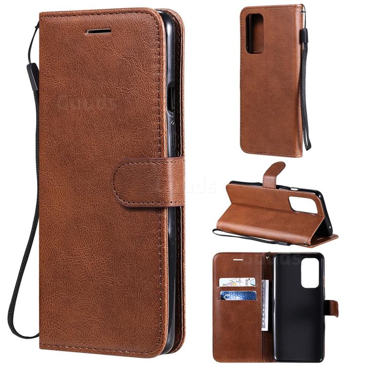 Retro Greek Classic Smooth PU Leather Wallet Phone Case for OnePlus 9 - Brown